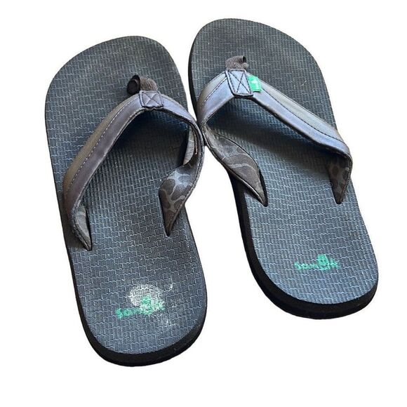 Sanuk Brown Flip Flops Women's Sandals Comfortable Slip On Casual Shoes - Picture 4 of 7